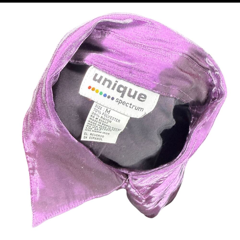 Vintage Unique Spectrum Metallic Purple Iridescent Button Down Shirt Blouse - Picture 4 of 4